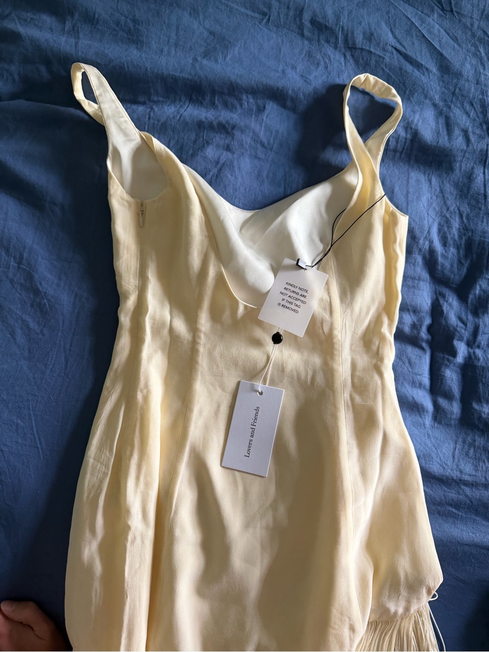 NWT REVOLVE Lovers + Friends Baby Yellow Aisha Midi Fringe Dress - Picture 4 of 5
